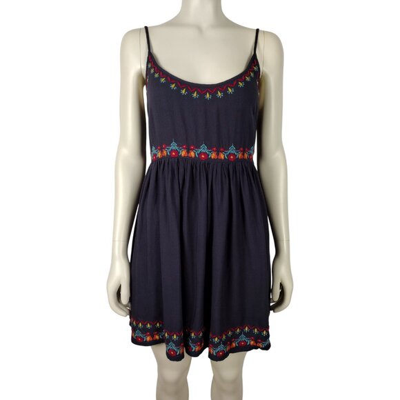 NATURAL LIFE Dresses & Skirts - Natural Life Blue Embroidered Relaxed Fit Mini Spaghetti Strap Dress Size S